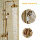 Antique brass wall mount shower faucet with rain head – bathroom