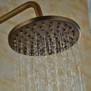 Antique brass wall mount shower faucet with rain head – bathroom
