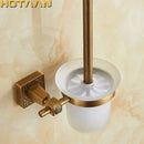 DecorBites™ Antique Brass Wall Mount Toilet Brush Holder - Bathroom Accessories Set