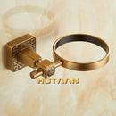 DecorBites™ Antique Brass Wall Mount Toilet Brush Holder - Bathroom Accessories Set