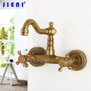 Antique brass wall mounted shower faucet bathroom mixer with rope detail