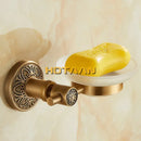 DecorBites™ Antique Brass Wall Mounted Soap Dish - Bathroom Glass Holder