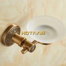 DecorBites™ Antique Brass Wall Mounted Soap Dish - Bathroom Glass Holder