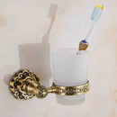 DecorBites™ Antique Brass Wall Mounted Toothbrush Holder for Bathroom Décor
