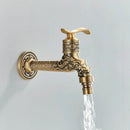 Antique brass dragon wall mounted faucet garden engraved tap