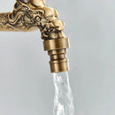 Antique brass dragon wall mounted faucet garden engraved tap