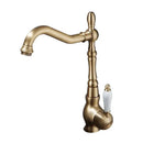 Antique bronze basin faucet with ceramic handle for kitchen