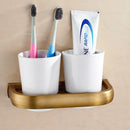 DecorBites™ Antique Bronze Bathroom Accessory Set: Shelf, Towel Rack, Holder, Brush, Hanger, Hook