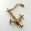DecorBites™ Antique Bronze Brass Swivel Basin Faucet with 2 Lever Handles