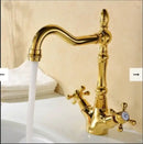 DecorBites™ Antique Bronze Brass Swivel Basin Faucet with 2 Lever Handles