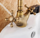 DecorBites™ Antique Bronze Brass Swivel Basin Faucet with 2 Lever Handles