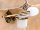 DecorBites™ Antique Bronze Carved Aluminum Bathroom Accessories Set: Towel Rack, Paper Holder, Hooks