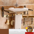 DecorBites™ Antique Bronze Carved Aluminum Bathroom Accessories Set: Towel Rack, Paper Holder, Hooks