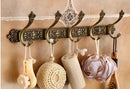 DecorBites™ Antique Bronze Carved Aluminum Bathroom Accessories Set: Towel Rack, Paper Holder, Hooks