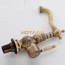 DecorBites™ Antique Bronze Carving Kitchen Basin Faucet - Hot Cold Water Mixer Tap