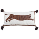 Antique brown tiger print pillow cover white bedroom decor with tassels