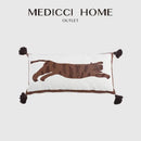 Antique brown tiger print pillow cover white bedroom decor with tassels