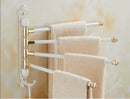 Antique carved swivel towel hanger bathroom brass folding rack