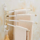 Antique carved swivel towel hanger bathroom brass folding rack