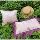 DecorBites™ Antique Crane Floral Jacquard Luxury Lumbar Pillow Case Square Gold Stitch