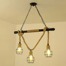 DecorBites™ Antique Iron Hanging Island Light with Hemp Rope in Black