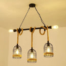 DecorBites™ Antique Iron Hanging Island Light with Hemp Rope in Black