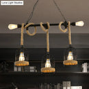 DecorBites™ Antique Iron Hanging Island Light with Hemp Rope in Black