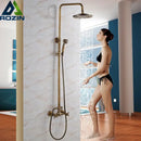 Antique brass rainfall shower mixer tap set bathroom faucet assembly