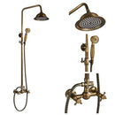 Antique brass rainfall shower mixer tap set bathroom faucet assembly