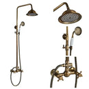 Antique brass rainfall shower mixer tap set bathroom faucet assembly