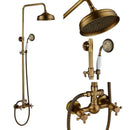 Antique brass rainfall shower mixer tap set bathroom faucet assembly