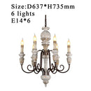 DecorBites™ Antique White Wooden Chandelier Elegant French Rustic Lighting