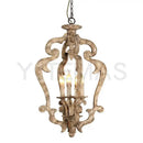 DecorBites™ Antique Wood Chandelier | Retro Solid Wood Carving Lamp for Bedroom and Dining Room