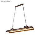 Island Lighting Fixture Antiqued Iron Rectangular