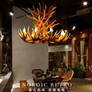 Industrial golden brown antler pendant chandelier dining room light