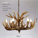 Industrial golden brown antler pendant chandelier dining room light