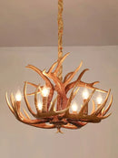 Decorbites antler pendant chandelier golden 6 light living room lamp