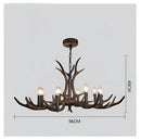 Retro golden brown antler resin chandelier with black shades dining room