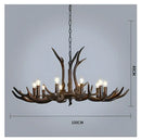 Retro golden brown antler resin chandelier with black shades dining room