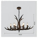 Retro golden brown antler resin chandelier with black shades dining room