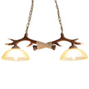 Rustic brown antler resin chandelier dining room rope pendant light