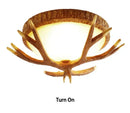 Rustic american antler resin glass ceiling light living room
