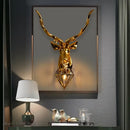 Modern golden deer head led wall light bedroom sconce