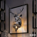 Modern golden deer head led wall light bedroom sconce