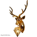 Modern golden deer head led wall light bedroom sconce