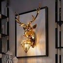 Modern golden deer head led wall light bedroom sconce