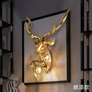 Modern golden deer head led wall light bedroom sconce