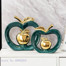 DecorBites™ Apple Hollow Golden Ceramic Art Crafts Candy Jar Storage Home Decor