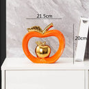 DecorBites™ Apple Hollow Golden Ceramic Art Crafts Candy Jar Storage Home Decor