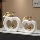 DecorBites™ Apple Sculpture: Gold-Plated Ceramic Desk Ornament for Minimalist Room Decor